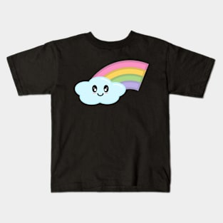 Kawaii Cute Happy Rainbow in Black Kids T-Shirt